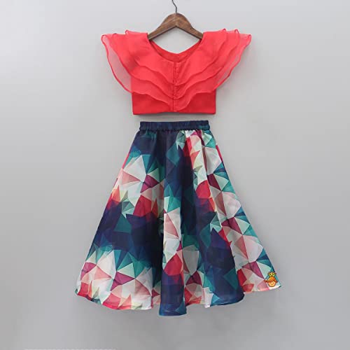 Image of ETHNOS Fashion Girl's Taffeta Silk Semi-Stitched Lehenga Choli (Suitable To 3-13 Years, Blue)