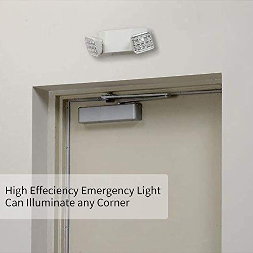 AKT LIGHTING Commercial Emergency Light, UL Certified, White Emergency Light Fixture with 2 LED Square Heads Adjustable & Backup Batteries Exit Lighting(6Pack)