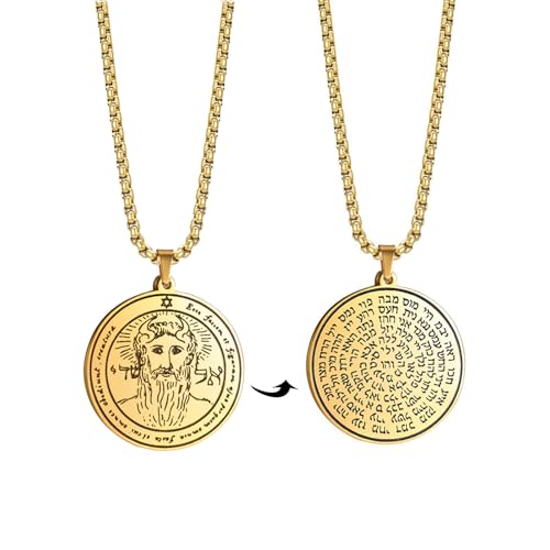 Image of VASSAGO Key of Solomon Seals Necklace Engraved with 72 Names of God Pendant Spiritual Protection Amulets for Men Women