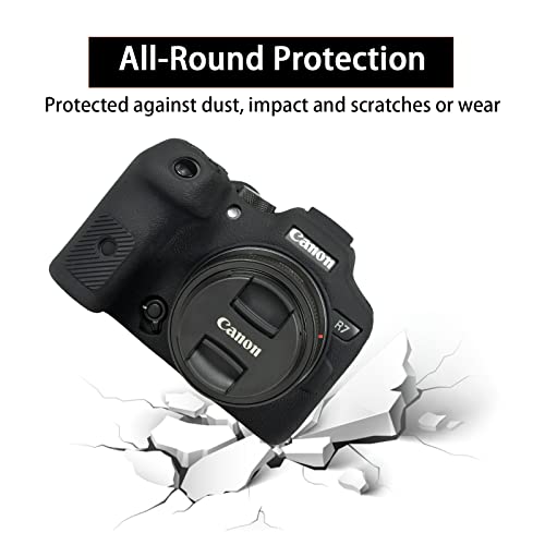 Easy Hood Camera Case For Canon Eos R7 Mirrorless Camera, Anti-Scratch Soft Silicone Rubber Case Protective Body Housing Protector Skin Cover-Black #TOP4
