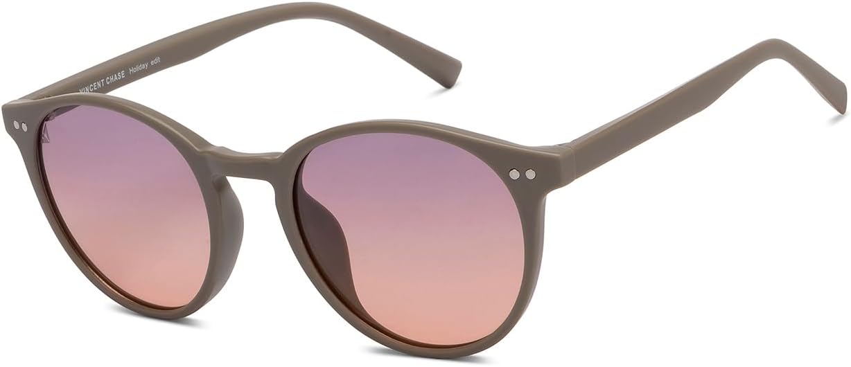 VINCENT CHASE EYEWEARBy Lenskart | Brown Pink Full Rim Round | HOLIDAY EDIT | Branded Latest and Stylish Sunglasses | Polarized and 100% UV Protected (UV400) | Women | Small | VC S16343