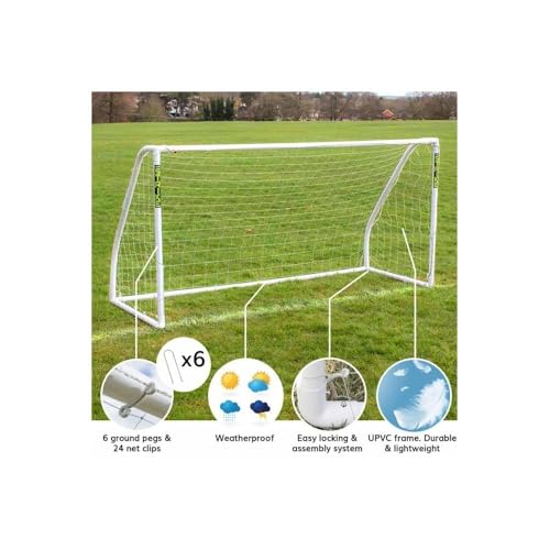 JSH Football Goal | All Weather UPVC Football Goals | Kids Garden Target Net Posts | Easy Assemble | Perfect for Training, Practice & Play | 8ft x 4ft, 8ft x 6ft or 12ft x 6ft (8ft x 6ft) - Image 2
