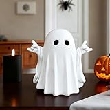 OFDNE Halloween Ghost Figurine, Rock Spooky Resin Statue, Cute Decor for Halloween Decorations Indoor, Funny Porch and Indoor Spooky Home Decor Gifts