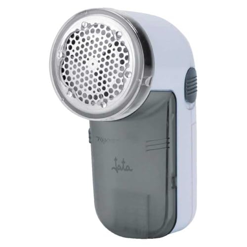 Jata JEQP5218 Quitapelusas Cuchillas de Acero Inoxidable Diámetro 5 cm Contenedor de Pelusas Desmontable con Accesorios Cepillo para Limpieza y Para Nivel de Rasurado Alto, Color Blanco Y Azul