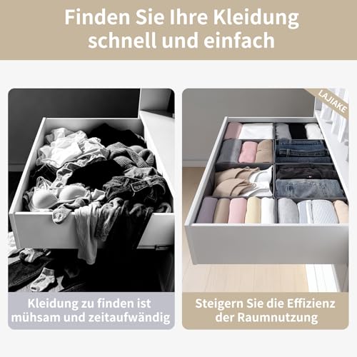 LAJIAKE 8er Set Schubladen Organizer passend für PAX Kleiderschrank 100×58 cm Faltbar Schubladeneinsatz für Kleidung & Kinderkleidung, modulares Design, stabil, Grau