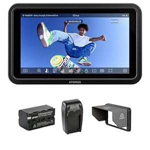 Atomos Shinobi GO 5 HDR Touchscreen Monitor Bundle with Watson NP-F770 Battery Pack, Watson Compact Charger Batteries, Sun Hood for Shinobi II (Black)