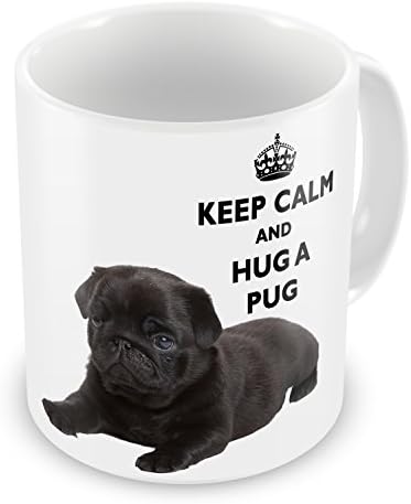 Keep Calm And Hug A Pug Novelty Gift Mug (Black)