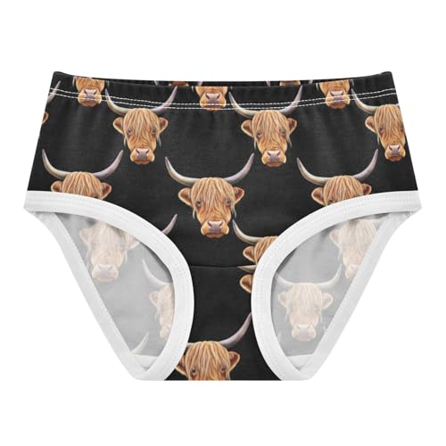 Joisal Cute Highland Cow Heads Black Cute Panties Girl Girls Underwear Toddler Cotton Personalized Undies Kids Briefs 2t