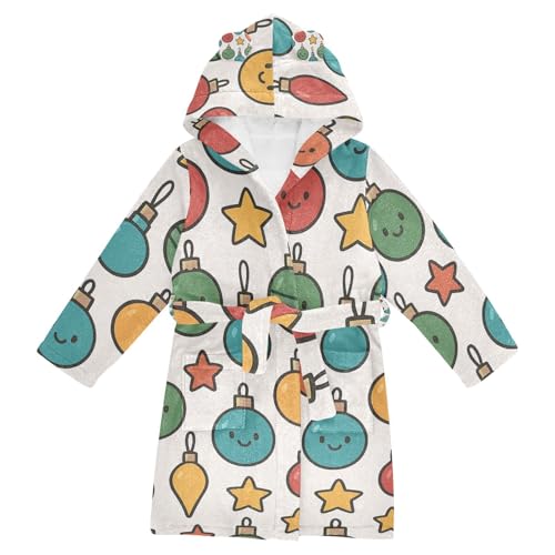 GuoChe Little Girl Bathrobe Christmas Ornaments Pattern Hooded Robes