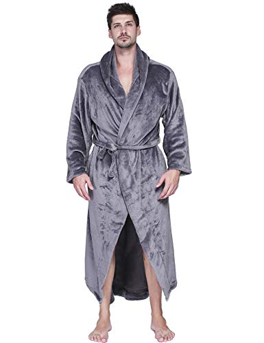 Aibrou Mens Robes Big and Tall Plush Long Hood Fleece...