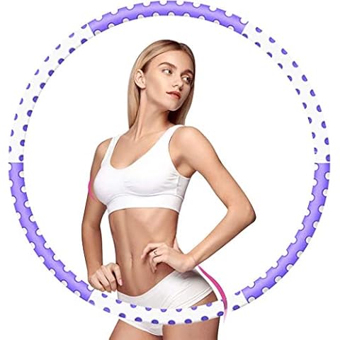 Azanaz Adult Hula Hoop 1-5 kg Weighted Hula Hoop Stainless Steel Fitness Hoola Hoop 6 Segments Removable Suitable for Fitness/Weight Loss/Tummy Shaping (purple) Cover