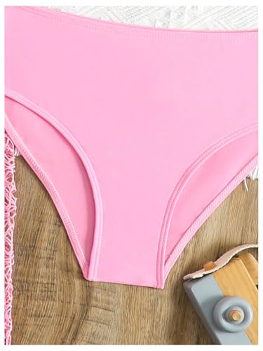 Verdusa Girl's 4 Piece Hollow Out Bikini Set Crochet Swimsuit with Cover Up Sets4