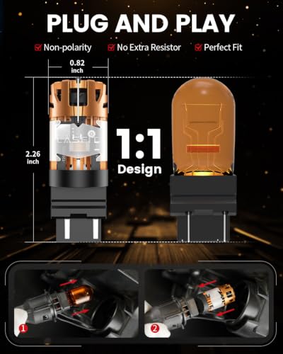 Image of LASFIT 4257 LED Bulb Amber for Ford Maverick 2022-2026 & F-150 2018-2026 Front Turn Signal Light Bulb for F250 F350 F450 Super Duty 2021-2022, 4800LM 4257NA Replacemen Canbus Error Free Plug and Play