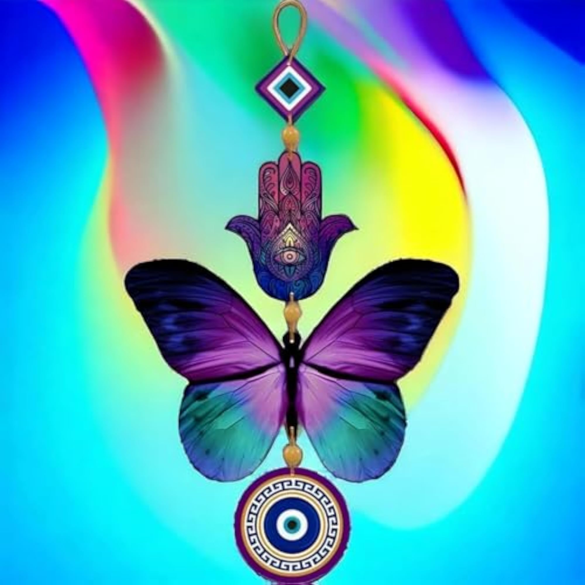 Fengshui Butterfly Evil Eye Wall Hanging, Decorative Showpiece