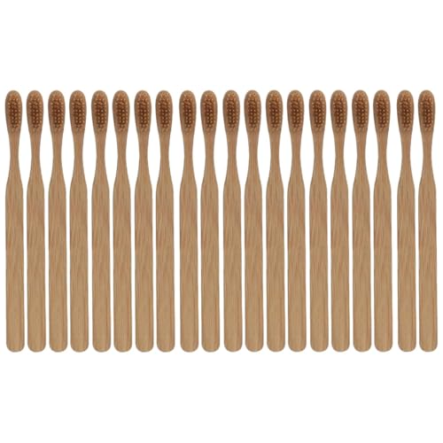 Lot de 20 brosses à dents en poils de sanglier, brosses à dents jetables en bambou avec manche en bambou naturel biodégradable pour un nettoyage en douceur, soin bucco-dentaire respectueux de