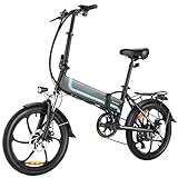 ANCHEER E-Bike Faltrad 20 Zoll Integriertes Rad mit 48V 250W Heckmotor, 480 Wh Akku Eingebautem Wasserdichtem, Professionellem 7-Gang-Schaltwerk Elektro Klapprad (Schwarz)