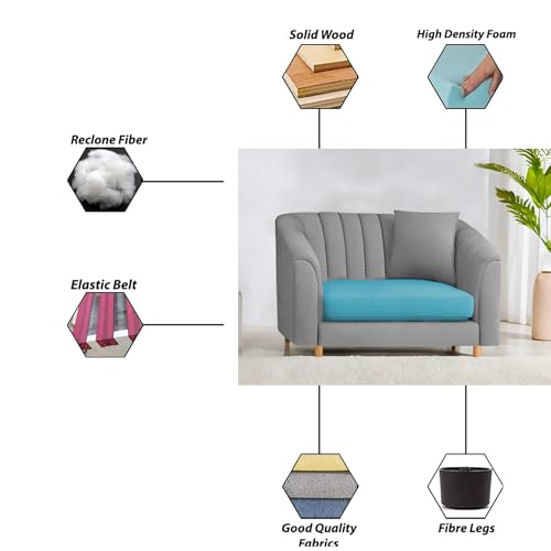 Image of Doraldo Seater Sofa Set for Living Room (Turquise Grey) Premium Fabric Sofa Set
