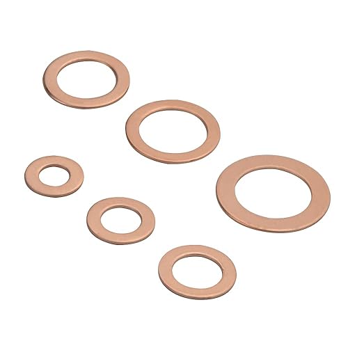 Miniatura 6 de XINGYHENG Arandelas de sellado de cobre de 6 tipos, junta plana de cobre, caja de arandela de sellado de aceite, 14 pulgadas, 516 pulgadas, 38