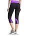 BALEAF Women's Yoga Running Workout Capri Legging Hidden Pocket Non See-Through Fabric Purple Size M