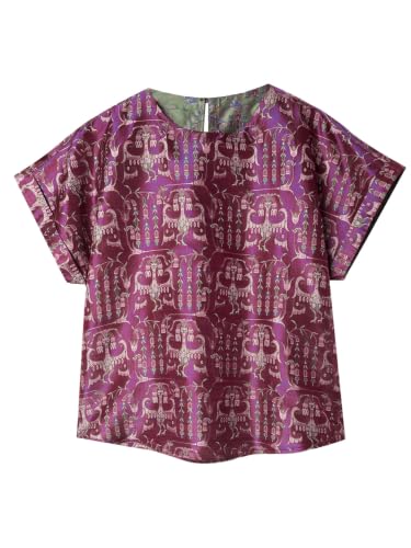 Haut en soie de brocart violet haut de gamme HangErFeng, broderie oiseau artisanale Réf 624