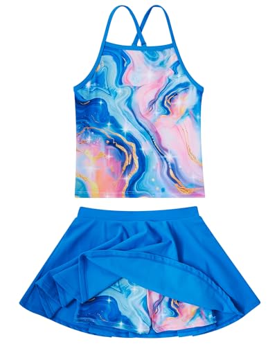 Image of Girls Tankini Swimsuit Two Piece Bathing Suit with Adjustable Strap 3-13 Years