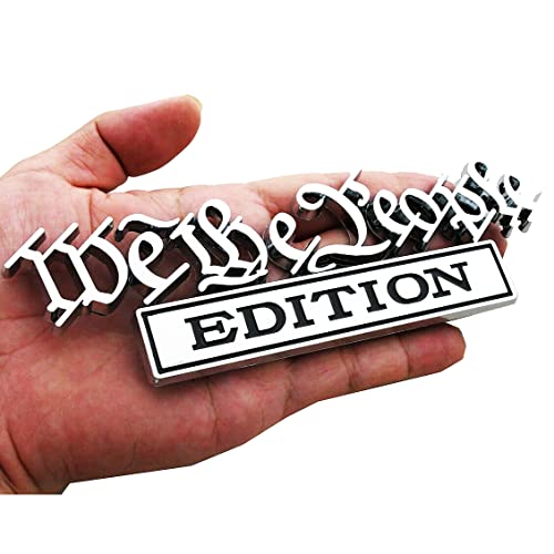 Image of 2X WE The People Edition Emblem 3D Badge Sticker Decal Compatible with Vehicle, Truck, SUV, Door Decoration (Chrome Black)