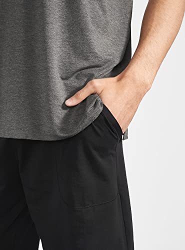 David Archy Men's Summer Pajamas Set Short Sleeve Pjs Shorts Bamboo Rayon Fiber Soft Fresh Breathable Loungewear (S, Black) #TOP5