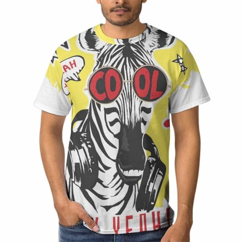 T-shirt homme col rond anti-déformation manches courtes imprimé cheval