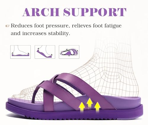 Image of KuaiLu Womens Dressy Orthotic Flip Flops Trendy Comfortable Cushion Recovery Walking Criss Cross Thong Sandals Lightweight Yoga Foam Summer Slides with Plantar Fasciitis Arch Support