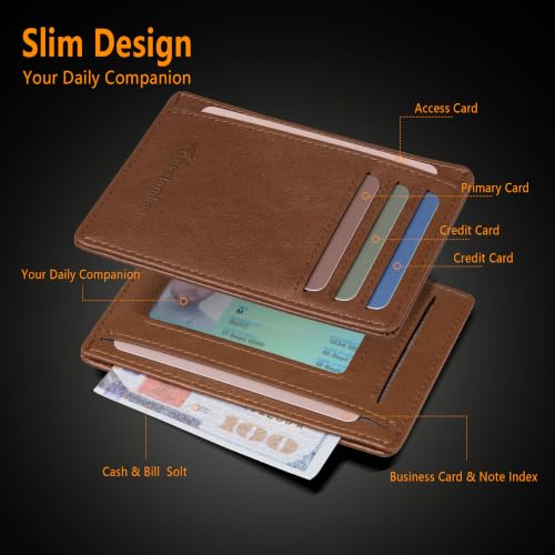 Image of Travelambo Slim Minimalist Wallet for Men, RFID Blocking Credit Card Holder, Front Pocket ID Card Case, Gifts for Men, Husband, Boyfriend, Teenage
