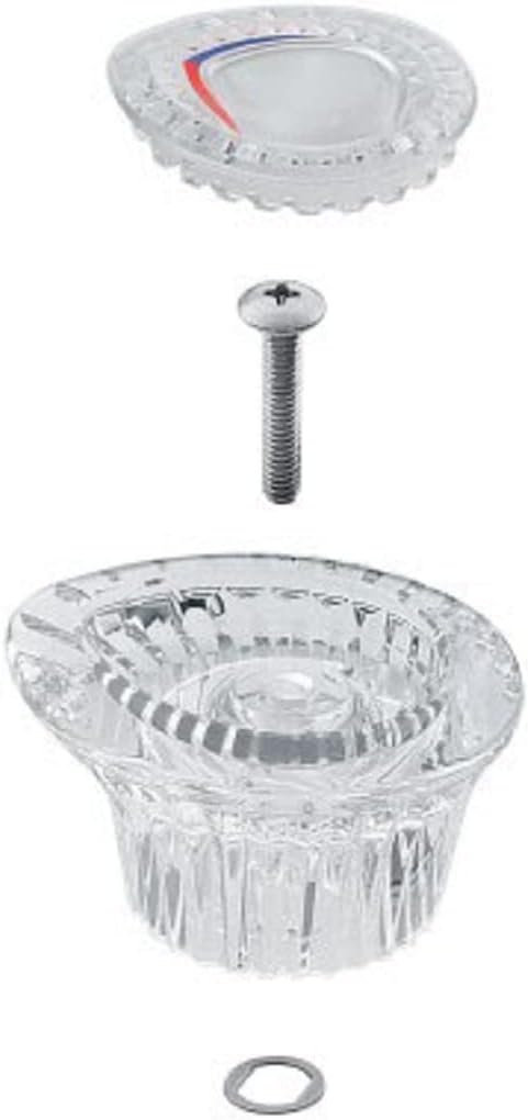 96797 Faucet Handle Kit Replacement Compatible Moen Chateau Tub and Shower Knob, Chrome and White Insert