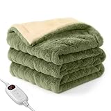 エペイオス(Epeios) 電気毛布 敷き 掛け 188x130cm 大判 節電 9段階温度調節 12時間タイマー付き 洗える電気毛布 掛け敷き兼用 電気ブランケット 省エネ ぬいぐるみ生地 ふわふわ 厚手生地 ダニ退治 シングル ひざ掛け 肩掛け 電気敷毛布 防寒対策 暖房器具 両面使え「フォレストグリーン・シュガークッキー」