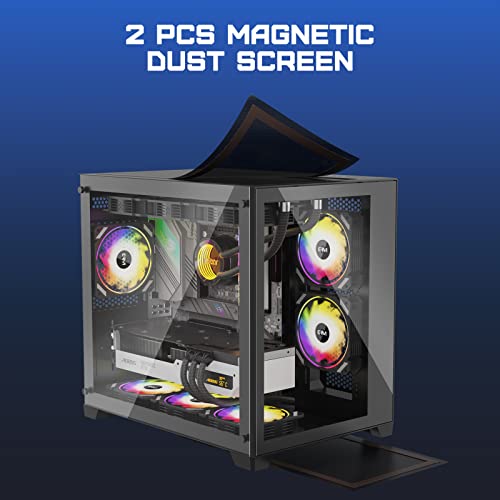 Gim Micro Atx Pc Case With 2 Tempered Glass Panels Mini Tower Gaming Pc Case Micro Atx Case With 2 Magnet Dust Filters, Gaming Computer Case With Usb3.0 I/O Port, Black Without Fans #TOP3