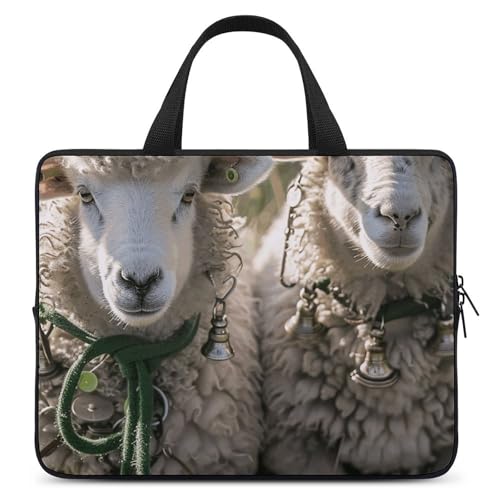 Sac à bandoulière pour ordinateur portable 12 pouces unisexe deux moutons