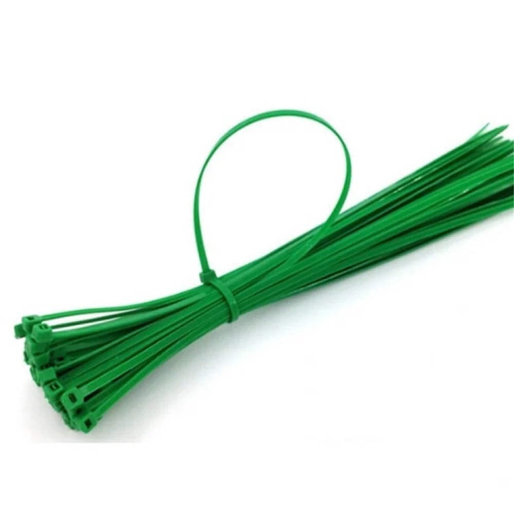 Wzddxunsf 2.3X20mm 50Pcs Self-Locking Plastic Nylon Tie 3.5Mm Green Clip Cable Tying Wires Gardening Fixed Plant Fastening Ring(2.3X20mm 50Pcs)