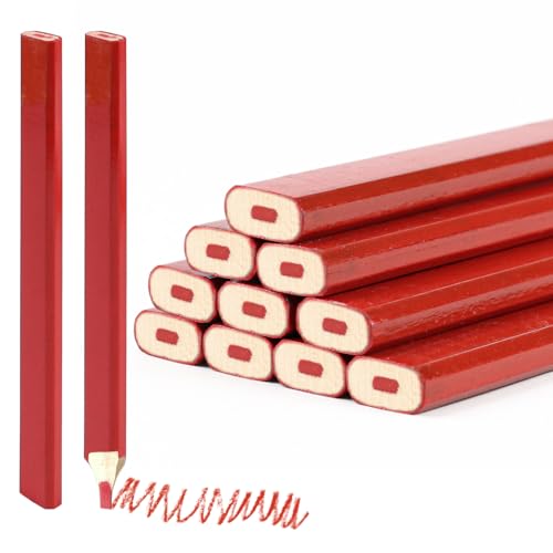 10 lápices carpinteros rojos con mina dura miniatura 1