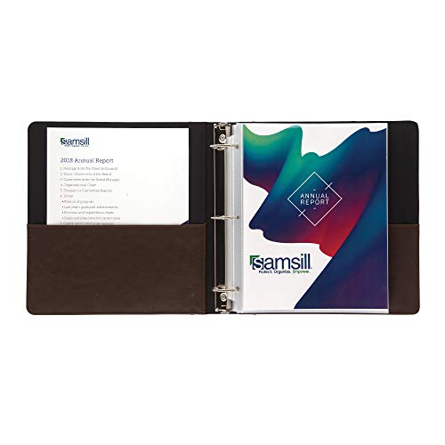 Samsill Vintage Hardback 3 Ring Leather Binder, Professional Binder Organizer, Planner Binder, 1.5 Inch 3 Ring Binder, Letter Size 8.5 X 11, No Zipper, Faux Brown Leather #TOP5