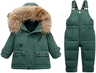 Little Unisex Baby Two Piece Puffer Down Winter Warm Snowsuit Jacket with Snow Ski Bib Pants