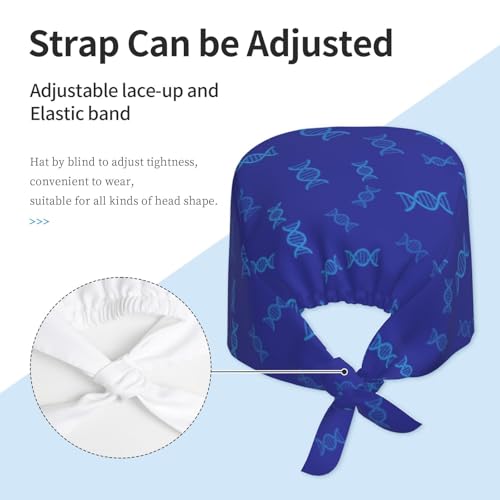 Image of Working Cap Scrub Cap with Sweatband Adjustable Unisex Women Tie Back Hat Nurse Surgical Caps
