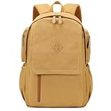 Canvas Backpack for Men Women Laptop Bag 15.6 inch Vintage Rucksack Casual Travel Daypack Large Durable Knapsack College Tote Satchel Anti Theft Bookbag for Teens Girls Boys Hiking Sports Brown