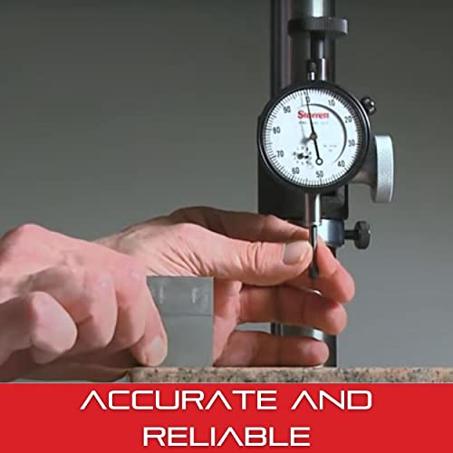 Starrett 196A5Z Universal-Messuhr, hinterer Kolben, weißes Zifferblatt, 0-50-0 Ablesung, 0-0,2 Bereich, 0,001 Graduierung
