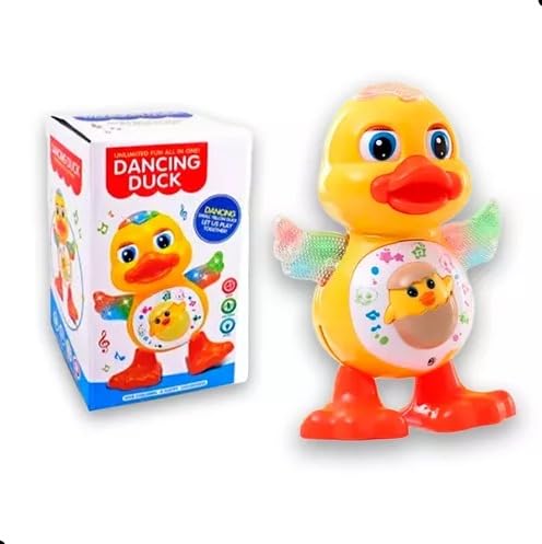 Pato Musical Dançante com Luzes Brinquedo Infantil Interativo Laranja Crianças Bebe Nenem Desenvolvimento Tummy Time