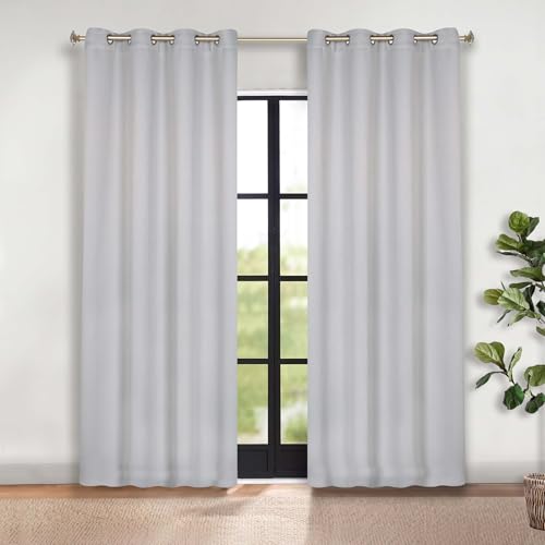 SUPERIOR Blackout Curtains, Room Darkening Window Accent for Bedroom, Living, Sun Blocking, Thermal, Modern Style, Grommet Header, Shimmer Collection, Set of 2 Panels, 52" x 108", Chrome