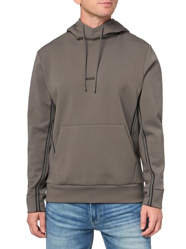 BOSS Men's Small Logo Cotton Blend Pullover Hooded Sweatshirt