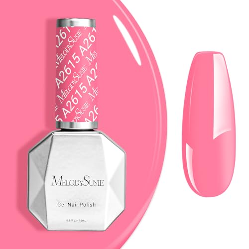 Image of MelodySusie 0.5fl oz Bright Bubblegum Pink Gel Nail Polish, Nails Soak Off UV LED Light Pink Gel Polish Gift for Women Nail Art Manicure Salon DIY Nail Design Decoration at Home-A2615