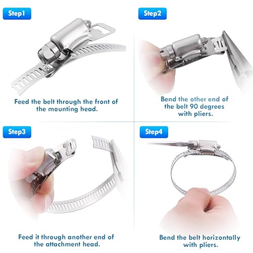 JIZZU Hose Clamp Kit DIY 16.4Feet Metal Strap + 16 Stronger Fasteners Large Adjustable Clamp Worm - Image 4