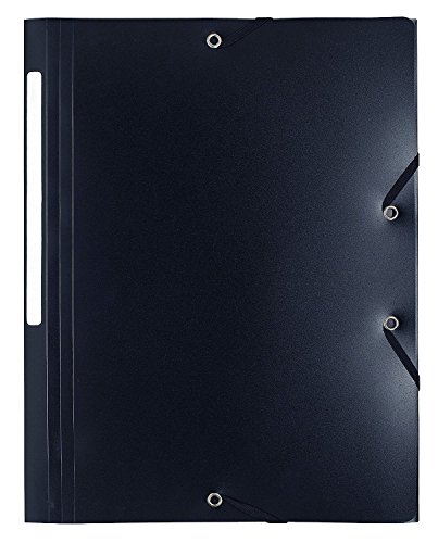 Exacompta 55801E Packung (mit 10 Sammelmappen aus PP mit 3 Klappen, Gummizug, blickdicht, ideal für Ihre Dokumente DIN A4) 10 Stück schwarz