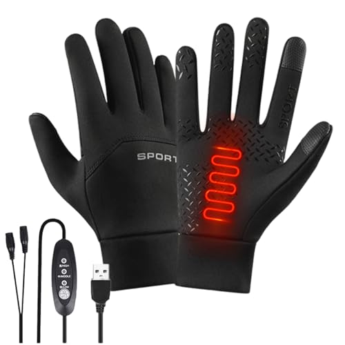 Genérico Guantes Calefactados,Guantes Calefactados USB 3 Ajustes Pantalla Táctil | Manoplas Térmicas para Exterior,para Invierno Ciclismo Esquí Exterior Acampada Senderismo Clima Frío