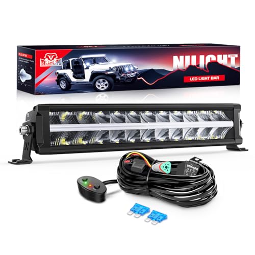 Nilight 16 Inch LED Light Bar DRL 120W 12400LM Anti-Glare Flood Spot Offroad LED Driving Light IP68 w/ 16AWG DT Connector Wiring Harness for Pickup Truck SUV ATV UTV Boat 4x4 Jeep