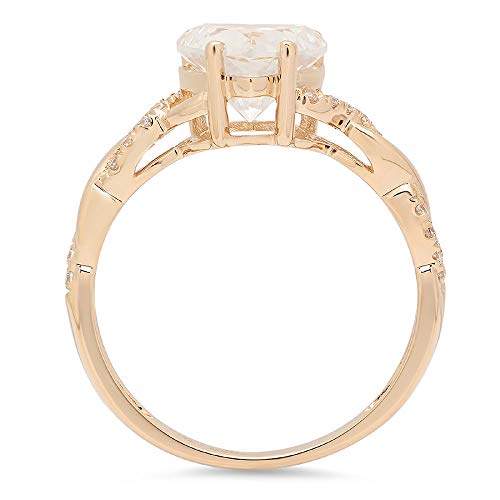 2.1 Ct Brilliant Heart Cut Conflict Free Natural Diamond Clarity Si1-Si2 Color J-K 14K Yellow Gold Promise Wedding Statement Engagement Designer Ring And Crystal Side Stones Size 10 #TOP1